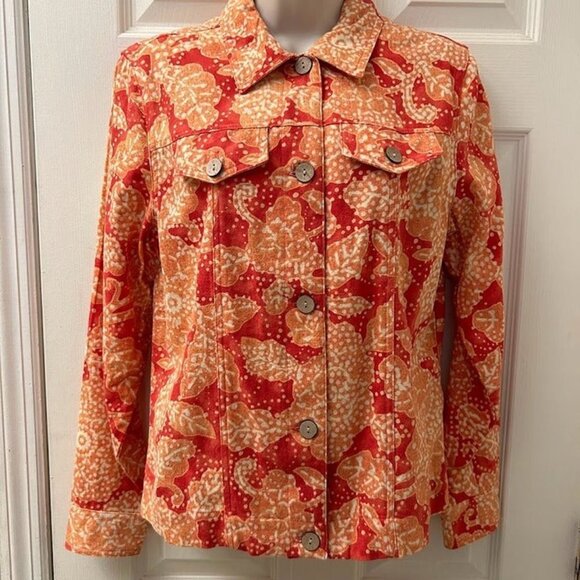 Vintage Coldwater Creek Women's Orange Casual Button Front Jacket Small - Picture 3 of 9